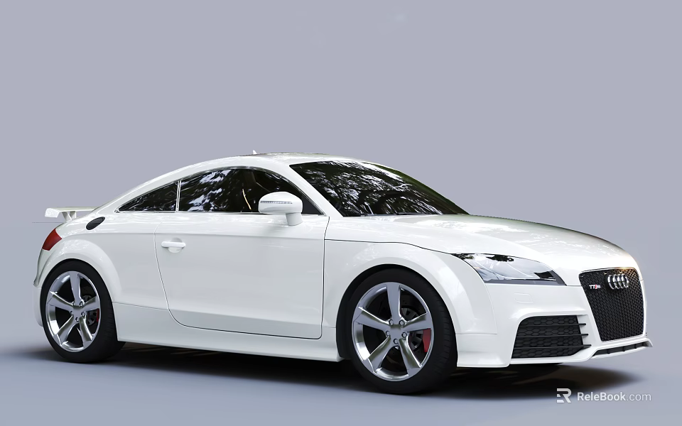 White Audi Coupe Sports Car With Sleek Body And Sporty Alloy Wheels 3d model 