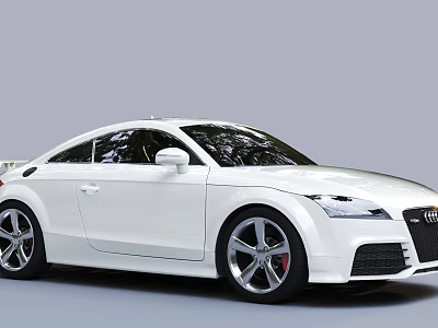 White Audi Coupe Sports Car With Sleek Body And Sporty Alloy Wheels 3d model