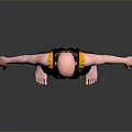 Game Movie Character 3D Model With Bald Head Green Yellow Tight Fitting Outfit