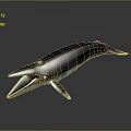 Blue Whale Model With Open Mouth Shiny Metallic Surface On Black Background And Reflection 3d model