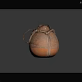 Traditional Handmade Orange Storage Container With Woven Patterns Round Shape And Leather Straps