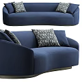 Navy Blue Sectional Sofa With Geometric Pattern Accent Pillows For Living Room Interior 3d model