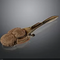Brown Tadpole With Textured Body Large Head And Slender Tail On Dark Background
