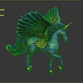 Vibrant Blue Pegasus Decorative Statue With Colorful Wings Green Tail And Yellow Stars