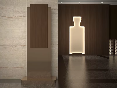 Modern Interior Design With Wooden Walls Illuminated Decor Marble Accents And Metal Base 3d model