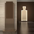 Modern Interior Design With Wooden Walls Illuminated Decor Marble Accents And Metal Base
