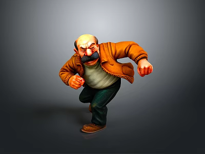 Cartoon Man In Brown Jacket Green Pants And Brown Shoes Running Pose 3d model