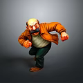 Cartoon Man In Brown Jacket Green Pants And Brown Shoes Running Pose