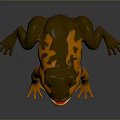 3D Reptile Model with Orange Brown Skin Yellow Belly Red Mouth Standing on Gray Background