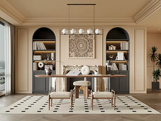 French Study Desk and Chair 3d model
