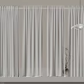 White Long Sheer Curtains In Modern Indoor Space With Pendant Light And Green Plant