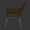 Modern Rattan Leisure Chair With Light Gray Cushion And Metal Legs