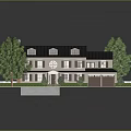 Two Story House with Black Roof Beige Exterior Green Lawn Trees Driveway and Garage
