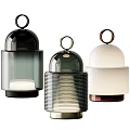 Stylish Modern Candle Lamps With Ring Handle And Black White Silver Striped Design
