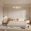 Modern Elegant Bedroom Interior With Bed Bedside Tables Ceiling Light And Area Rug 3d model