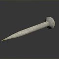 Metal Nail With Round Head And Sharp Point On Reflective Surface 3d model