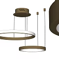 Modern Circular Pendant Lights With Metallic Frames And Soft White Illumination 3d model