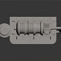 Industrial Mechanical Equipment 3D Model With Metal Gears Shafts And Base