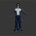 Blue Muscular Humanoid Character With Tail In Tight Suit 3D Model Design