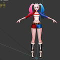 Three-Shading Two-Shading Two-Clown Female Baseball Female European and American Female Double-Ponytail Cheerleading Female Hand-painted Characters 3d model