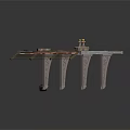 Scene Construction Component With Sloped Tracks Metal Grid Panels Wooden Planks And Mechanical Parts