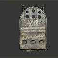 Vintage Metal Household Item With Multiple Holes Green Bolts And Rustic Design