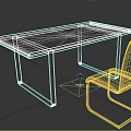 Modern Furniture Set With White Table Top And Black Chair Featuring Metal Frame
