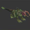 3D Fantasy Dragon Creature With Sharp Claws Spiked Back And Purple Gray Skin