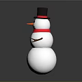 Cute Snowman Figure With Black Top Hat Red Scarf And Brown Arms