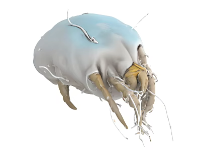 3D Rendered Microscopic Mite With Detailed Body Structure And Legs Hairs 3d model