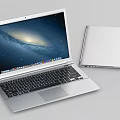 Modern Slim Silver Laptop Device With Open Display Screen And Keyboard 3d model