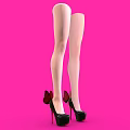 Red Butterfly Wings Decorated Black High Heels On Pink Background Surface