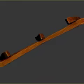 Decorative Wooden Garden Fence With Pointed Posts And Horizontal Rails 3D Render Model