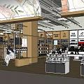 Stylish Shopping Mall Store Interior With Wooden Shelves Clothing Displays And Warm Lighting
