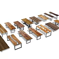 Various Wooden Tabletops With Natural Grain Patterns And Different Wood Types 3d model