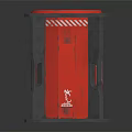 Red Barrel Shaped Weapon With Black Frame And White Symbol Design