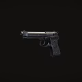 Black Semi Automatic Pistol Isolated On Black Background With Detailed Design
