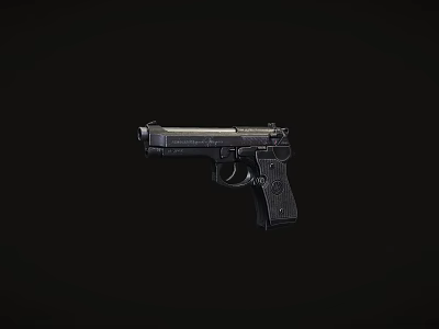 Black Semi Automatic Pistol Isolated On Black Background With Detailed Design 3d model
