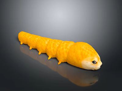 Yellow Caterpillar Shaped Plush Toy as a Cute Household Item for Daily Use 3d model