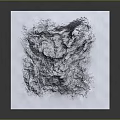 Detailed Topographic Terrain Model With Mountainous Contour And Hilly Elevation Texture On White Base