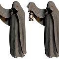 Two Mysterious Cloaked Game Movie Characters Holding Lanterns with Dark Hooded Robes