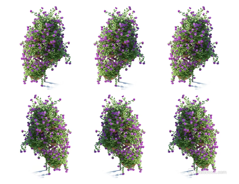 Garden Decor Featuring Purple Flower Climbing Vines And Lush Foliage 3d model 
