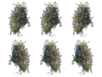 Garden Decor Featuring Purple Flower Climbing Vines And Lush Foliage 3d model