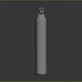 Tall Shiny Silver Gas Cylinder With Purple Gold Valve And Green Label