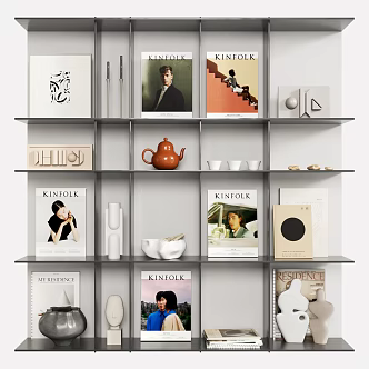 Decorative Ornaments Combination Decorative Cabinet Storage Rack Floriculture Decorations Books Pottery Pot Vase Table Lamp Kettle 3d model