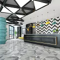 Modern Hall Hotel Lobby Front Desk 3d model