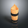Wooden Torch Shaped Household Decorative Item With Black Straps And Natural Texture