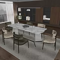 Modern Dining Table Set With White Marble Top Green Beige Upholstered Chairs In Bright Room