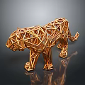 Golden Geometric Tiger Sculpture As Stylish Decorative Furniture Piece For Home