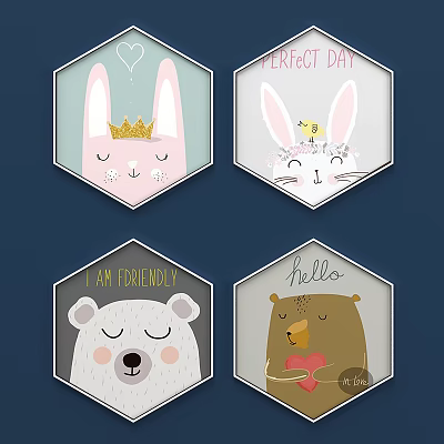 Nordic Animal Painting Frame 3d model